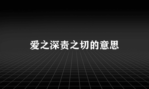 爱之深责之切的意思