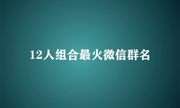 12人组合最火微信群名