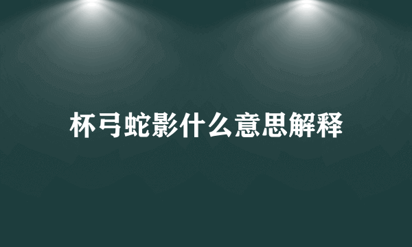 杯弓蛇影什么意思解释
