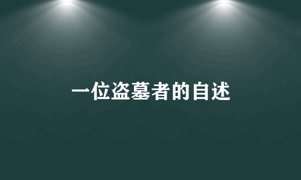 一位盗墓者的自述