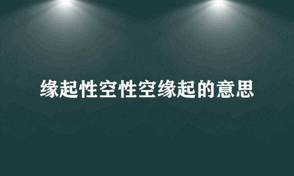 缘起性空性空缘起的意思
