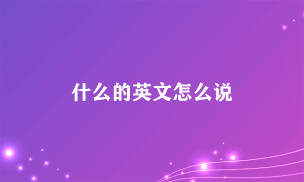 什么的英文怎么说