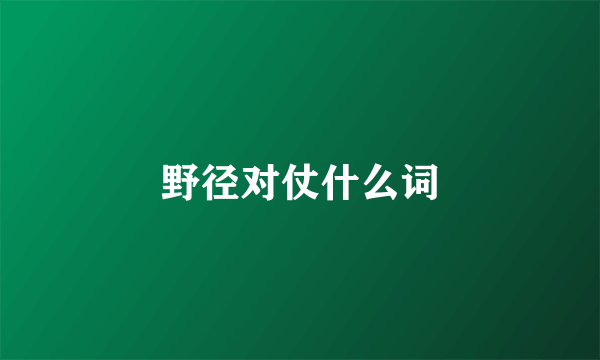 野径对仗什么词