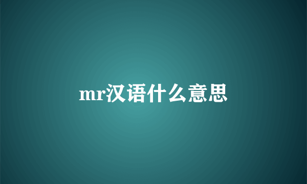 mr汉语什么意思