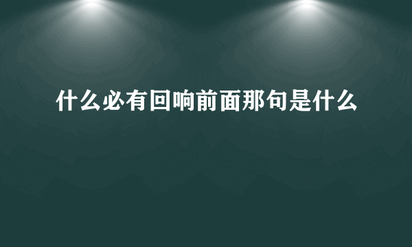 什么必有回响前面那句是什么