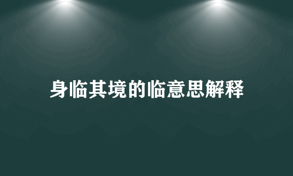 身临其境的临意思解释