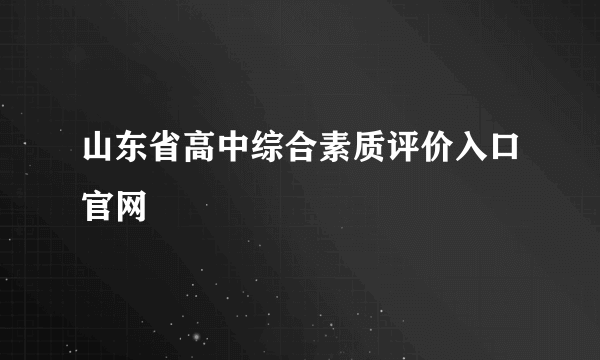 山东省高中综合素质评价入口官网