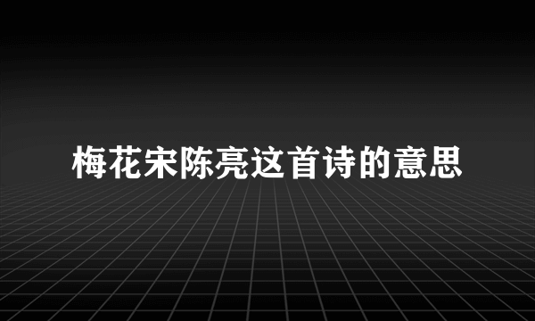 梅花宋陈亮这首诗的意思