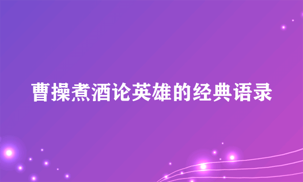 曹操煮酒论英雄的经典语录