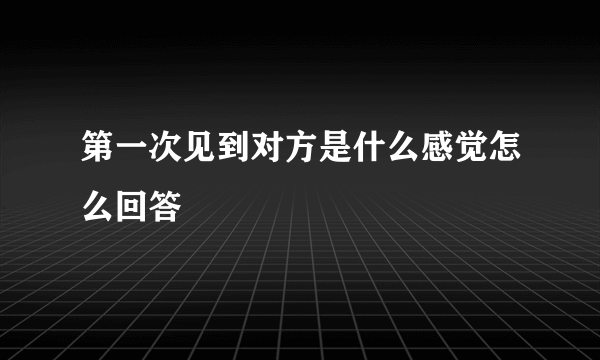 第一次见到对方是什么感觉怎么回答