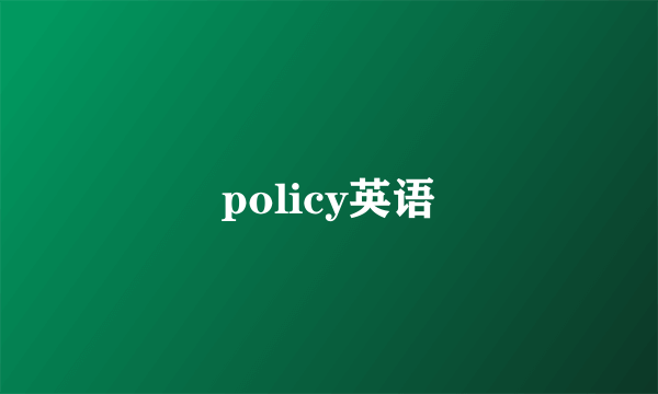 policy英语