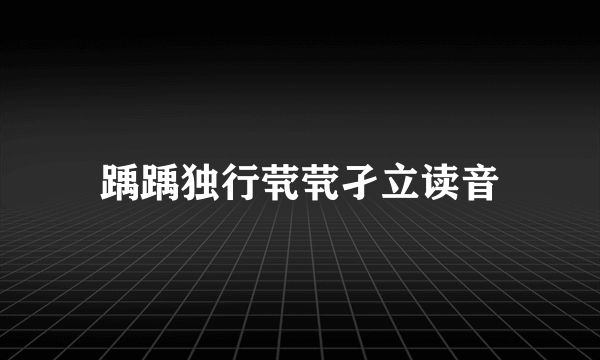 踽踽独行茕茕孑立读音