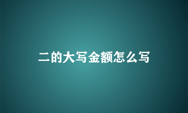 二的大写金额怎么写