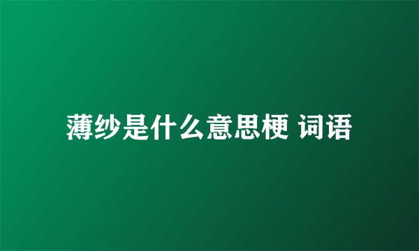 薄纱是什么意思梗 词语