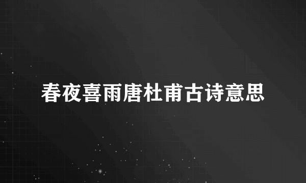 春夜喜雨唐杜甫古诗意思