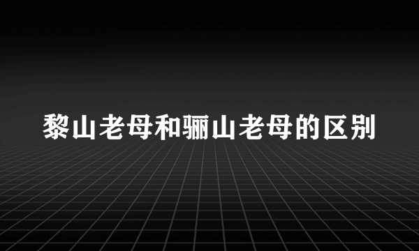 黎山老母和骊山老母的区别