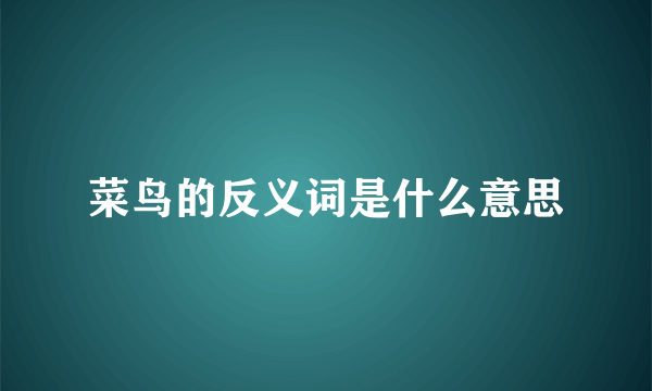 菜鸟的反义词是什么意思