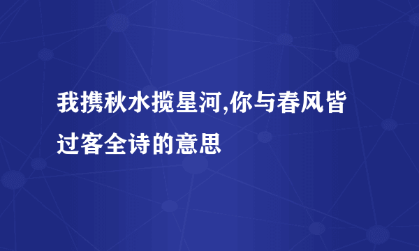 我携秋水揽星河,你与春风皆过客全诗的意思