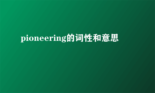 pioneering的词性和意思