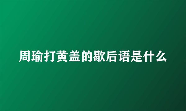 周瑜打黄盖的歇后语是什么