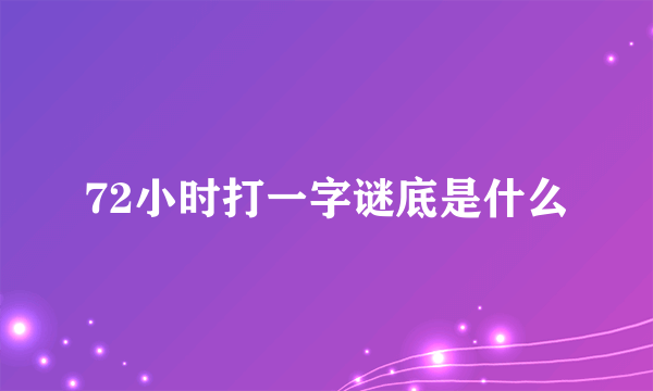 72小时打一字谜底是什么