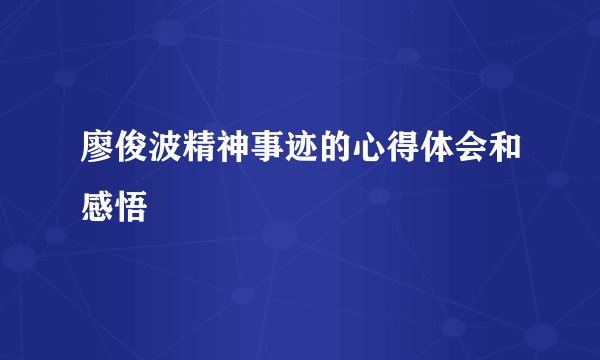 廖俊波精神事迹的心得体会和感悟