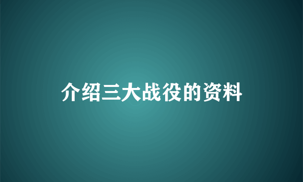 介绍三大战役的资料