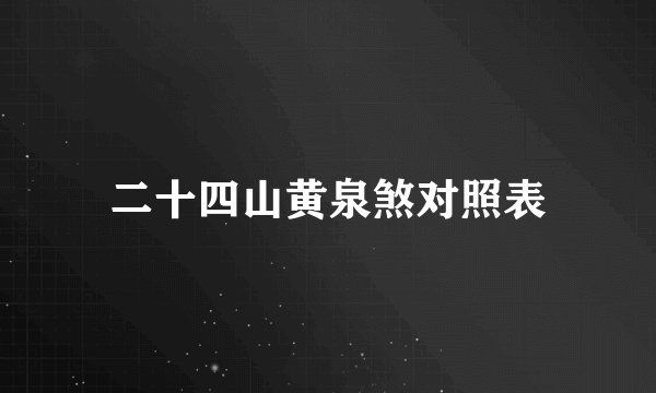二十四山黄泉煞对照表