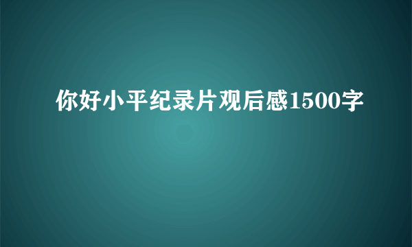 你好小平纪录片观后感1500字