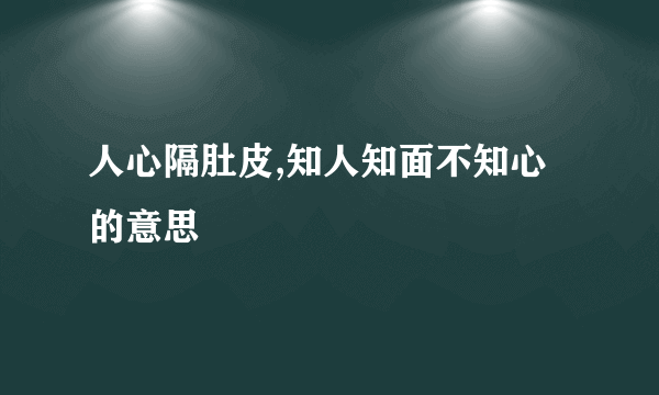 人心隔肚皮,知人知面不知心的意思