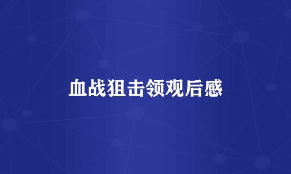 血战狙击领观后感