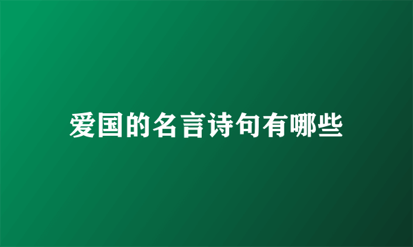 爱国的名言诗句有哪些