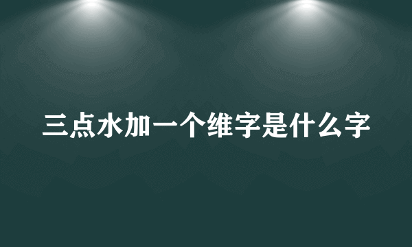 三点水加一个维字是什么字
