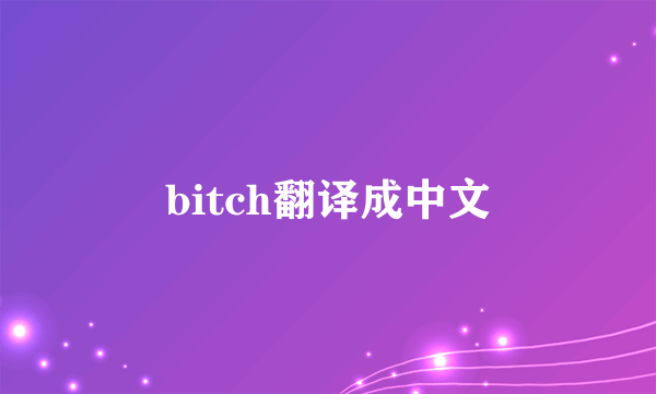 bitch翻译成中文