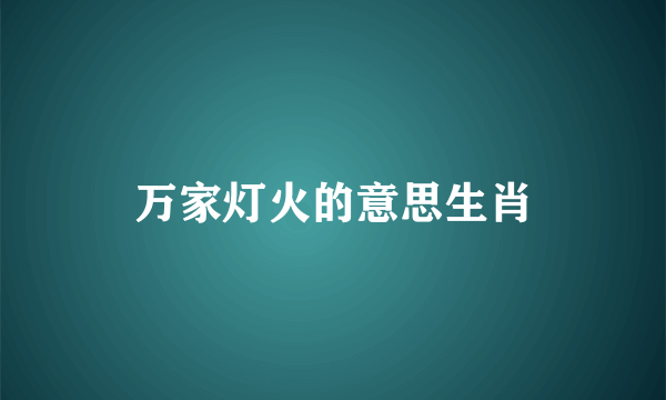 万家灯火的意思生肖