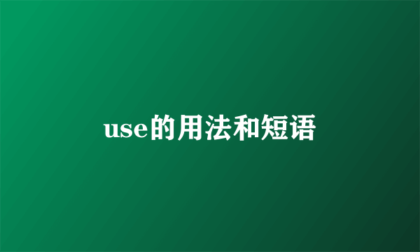 use的用法和短语
