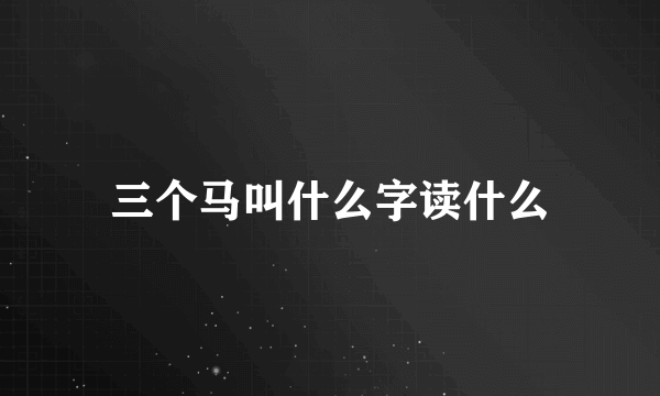 三个马叫什么字读什么
