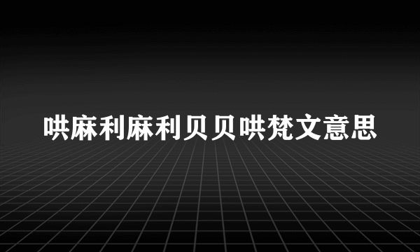 哄麻利麻利贝贝哄梵文意思