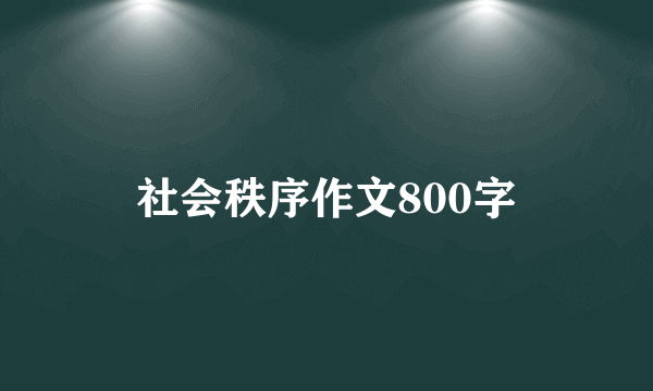 社会秩序作文800字