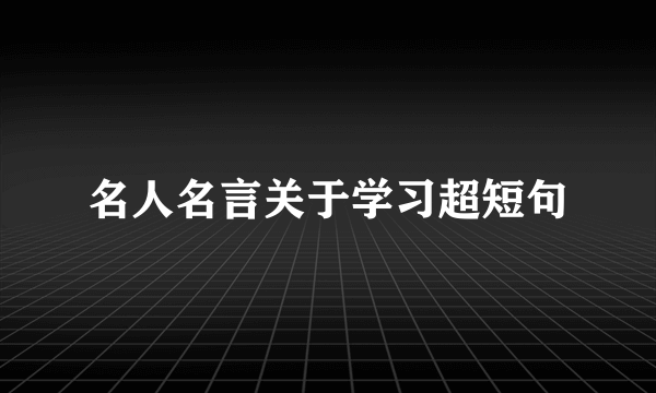 名人名言关于学习超短句