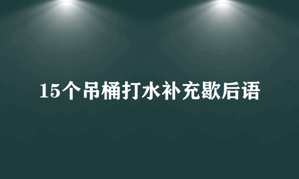 15个吊桶打水补充歇后语