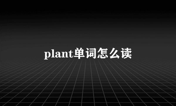 plant单词怎么读