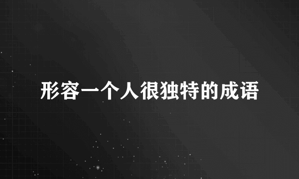形容一个人很独特的成语