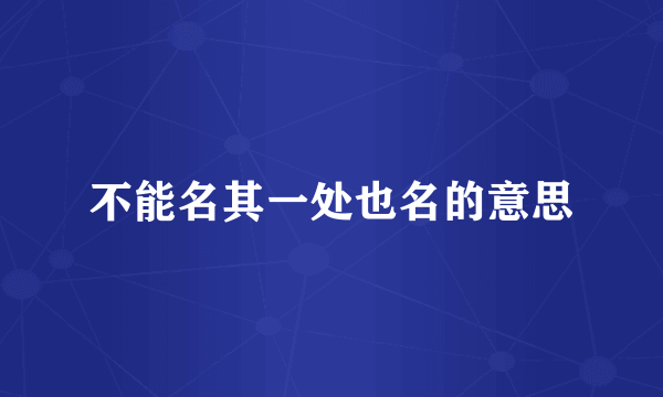 不能名其一处也名的意思