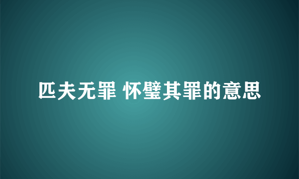 匹夫无罪 怀璧其罪的意思