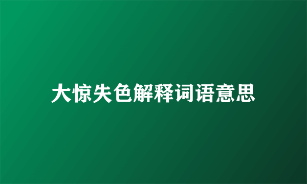 大惊失色解释词语意思