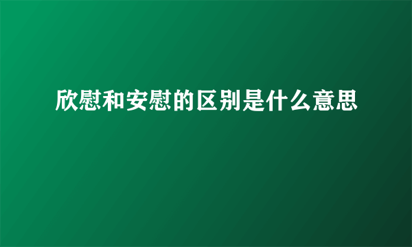欣慰和安慰的区别是什么意思