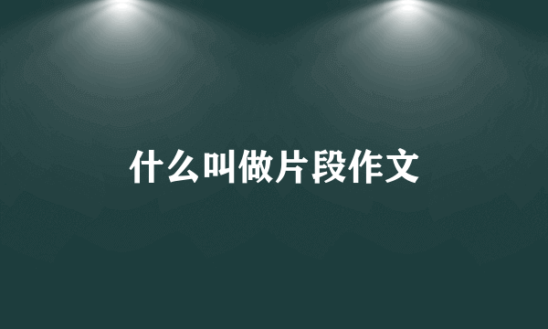 什么叫做片段作文