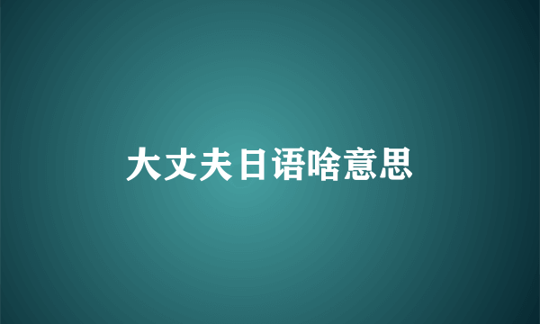 大丈夫日语啥意思