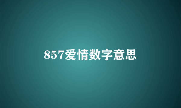 857爱情数字意思